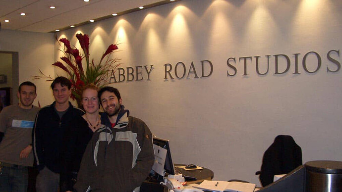 Tiago in the lobby of Abbey Road Studios in London, England